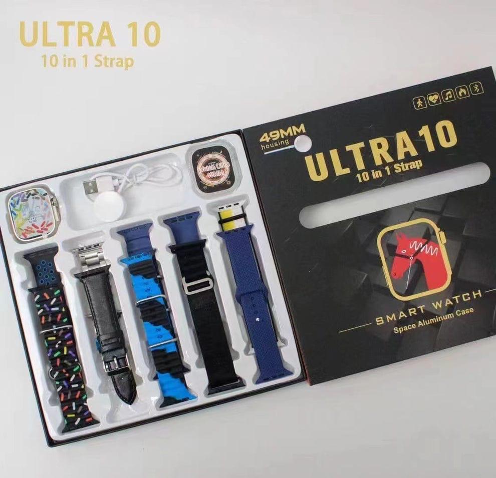 ULTRA 10 SMART WATCH (10IN1) 10  STRAPS (FREE SILICON CASE)