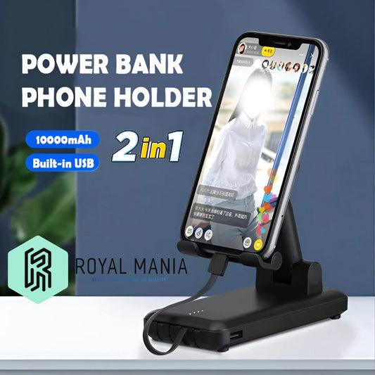 2 IN 1 POWER BANK + MOBILE STAND WITH ALL FIXED WIRES