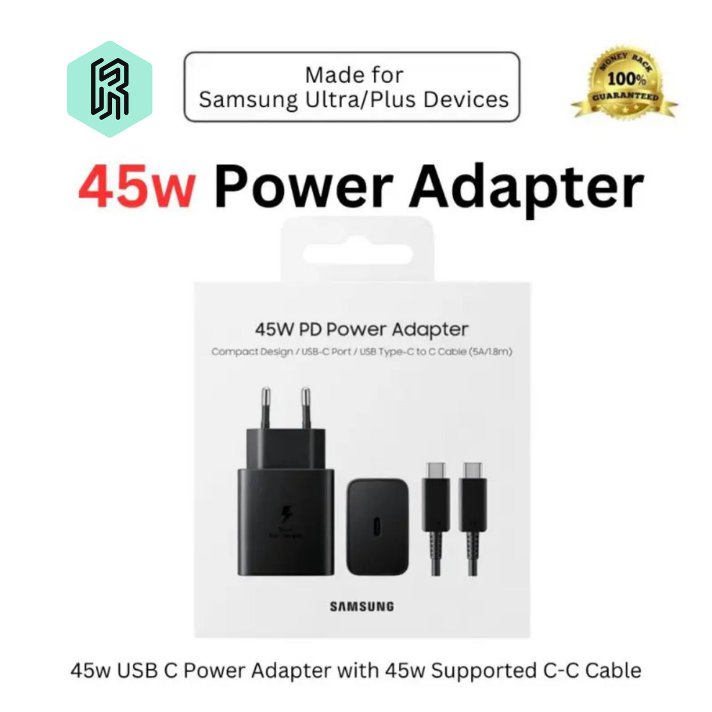 Samsung 45w Super Fast Charger With Type C To C Cable